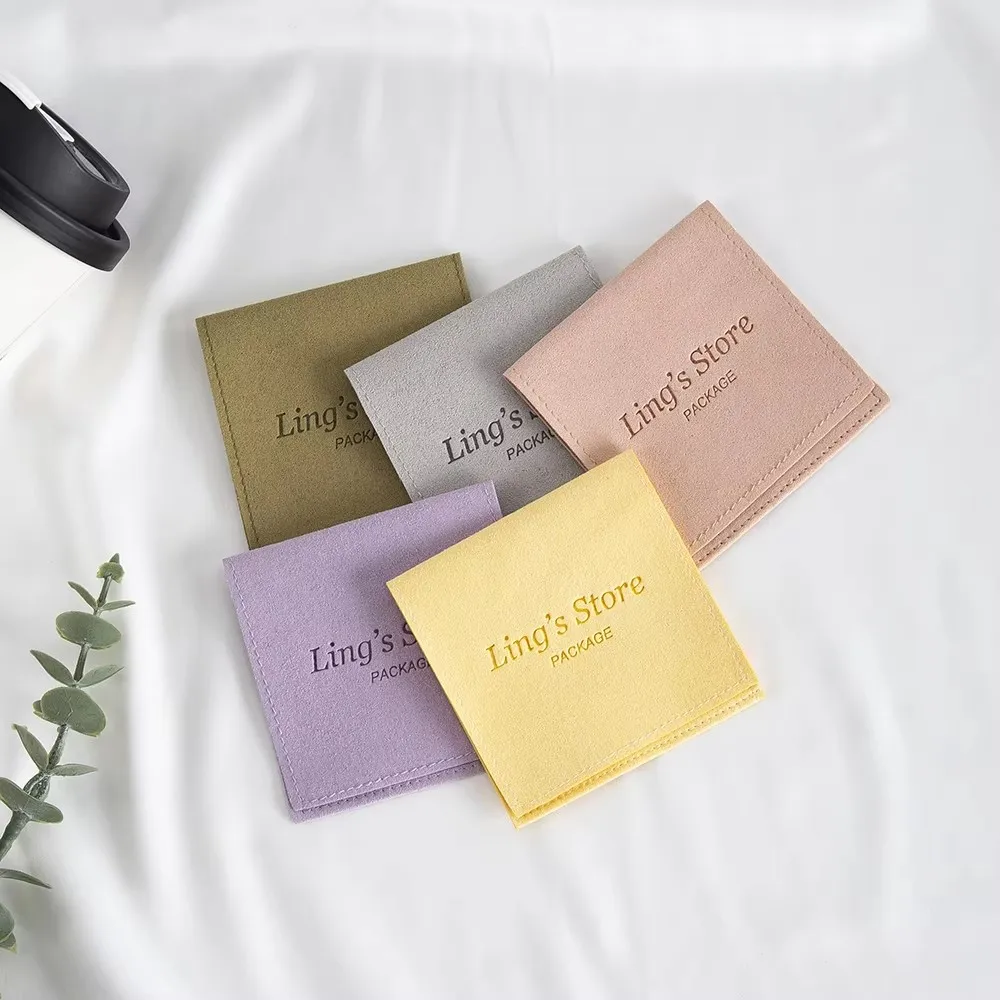 

50Pcs 8x8cm Microfiber Full Cover Cordless Bag Jewelry Velvet Packaging Wedding Gift Candy Lipstick Cosmetics Storage Container