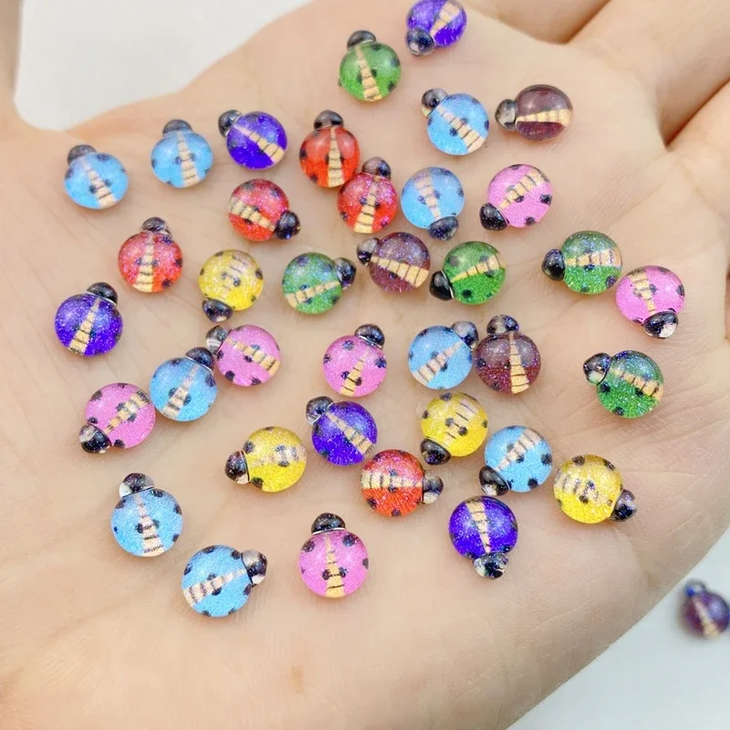 50 Stuks Glitter Nagel Cartoon cute insect beetle Hars 3d Nail Art Decoratie Studs Accessoires Benodigdheden