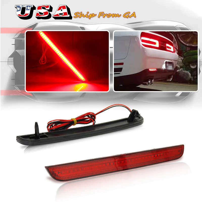 

2Pc LED Rear Bumper Reflector Light Red Tail Stoplight Brake Lamps For Dodge Challenger 2015-2022 Car Accessories OEM#68211189AA