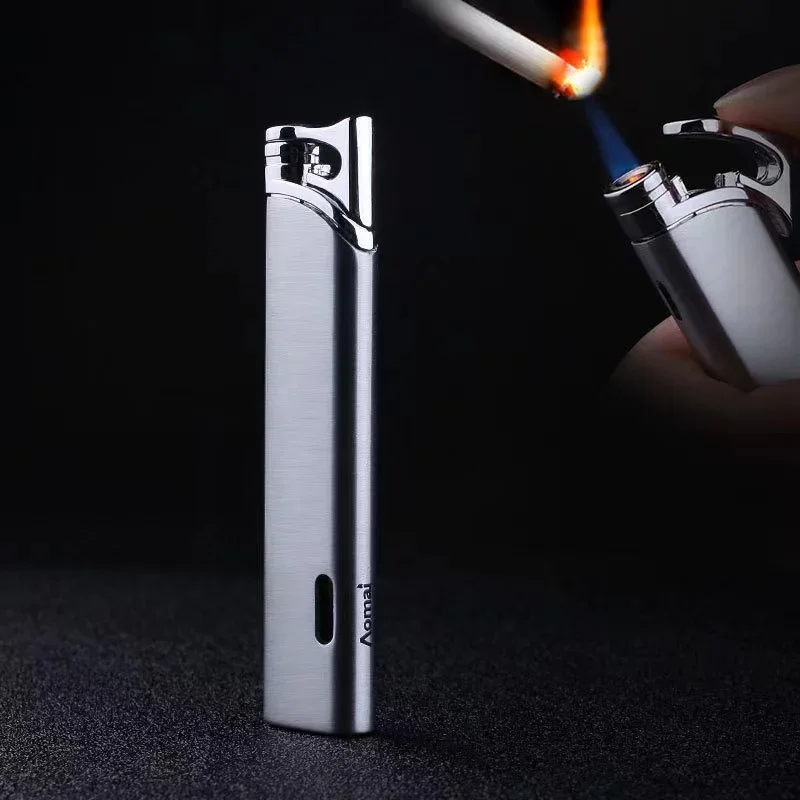 New Fashionable metal mini windproof tungsten wire lighter blue flame direct spray gas torch lighter portable cigarette lighter