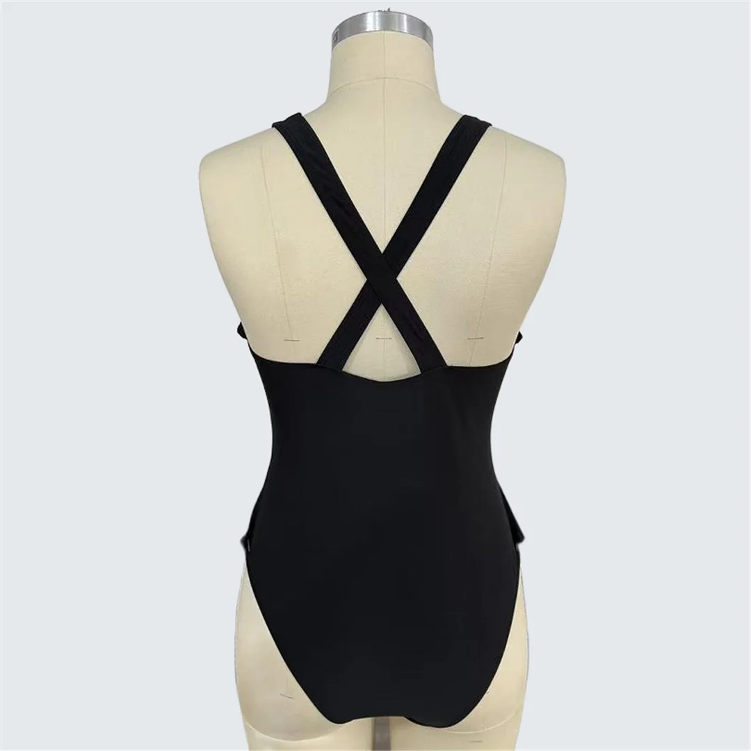 S - XXL Neuer einteiliger Badeanzug mit V-Ausschnitt und überkreuztem Rücken, Damen-Badebekleidung, weiblicher Monokini mit Ausschnitten, gepolsterter Badeanzug, Badeanzug, Modell V7587 – Detail 9