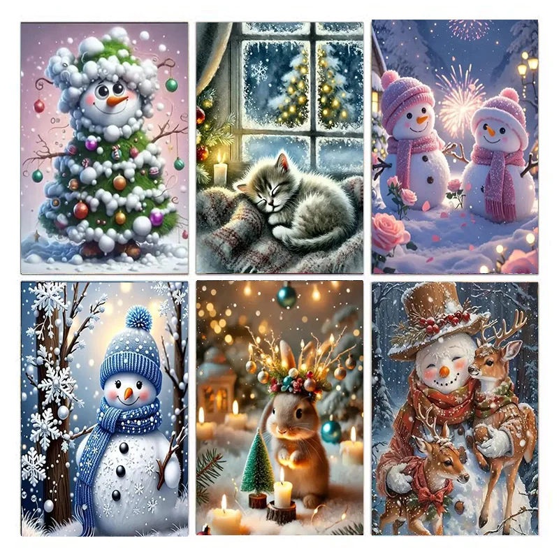 AB Diamond DIY 5D-Diamantgemälde, Weihnachtsschneemann, geeignet für Erwachsene und Anfänger, Set dekorative hängende Malerei