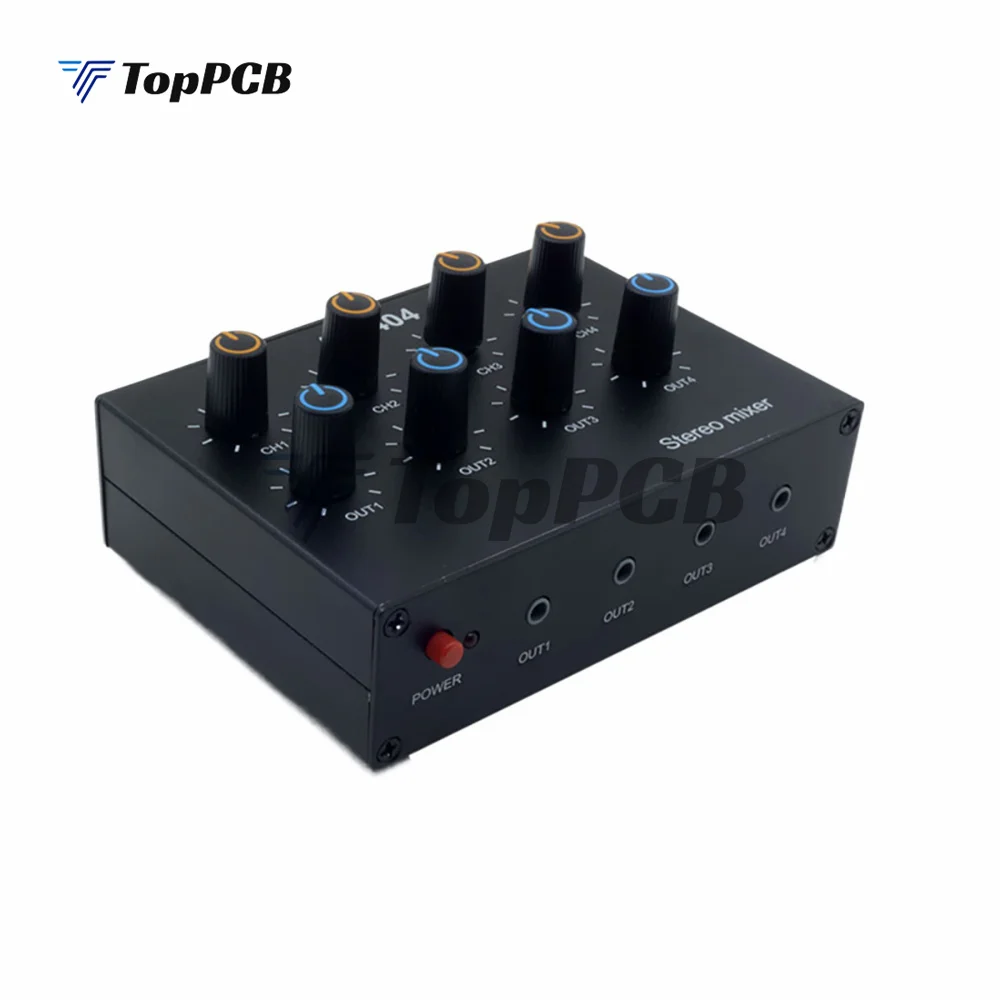 AU-404 Stereo Sound Source Four Multi Input Output Mixer Dual Channel Audio Music Mixing Four In Four Out