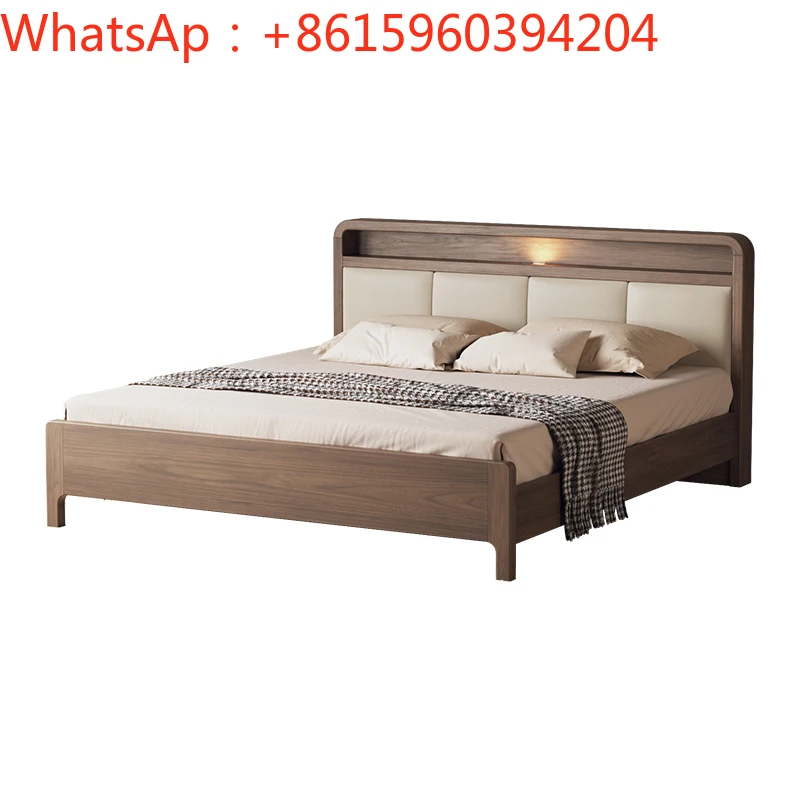 Digging plain solid wood bed  double  modern simple Nordic 1.8m master  high box storage  1.5 times