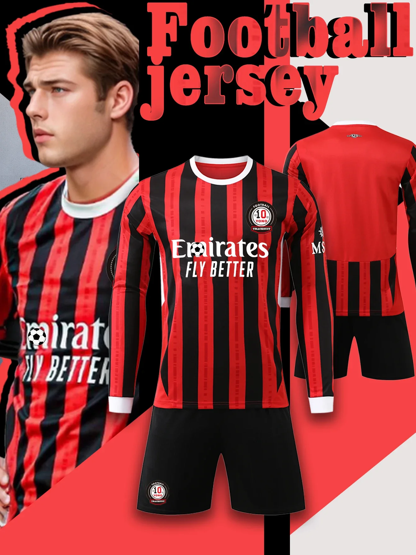 

Men's Casual Sports Football Uniform round Neck Top with Fashionable Breathable Shorts Comfortable Football Suit Set