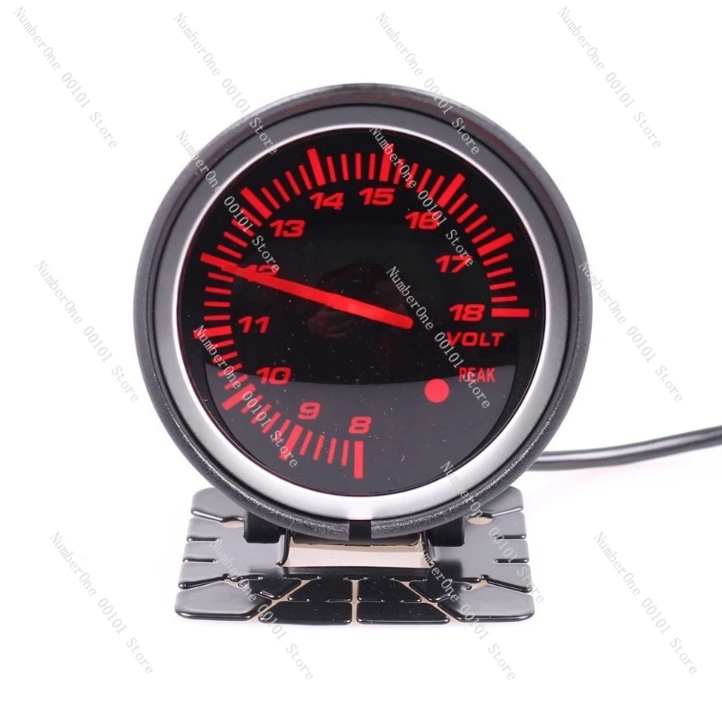 2.5 Inch Red White Car Gauge, Multi-Function Meter for Voltage Water Oil Temperature Pressure & Turbo