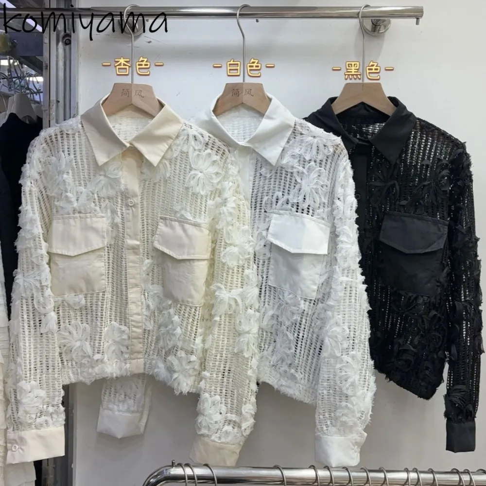 

Three-Dimensional Embroidered 2025 Ropa Mujer Turn Down Collar Shirts & Blouses Long Sleeve Tops Autumn Blusas New Camisas