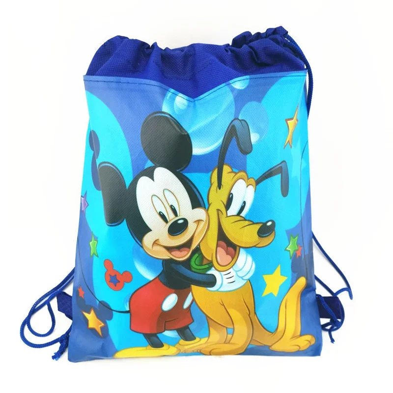 Disney Mickey Drawstring Bag Storage Bag Pink Minnie Print Backpack Portable Cartoon Shopping Bag Travel Bag Folding Bag Gift