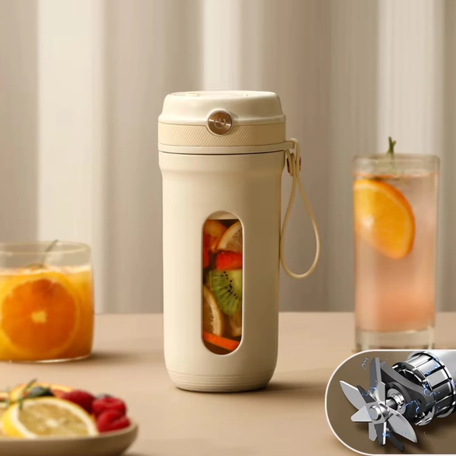 Portable Blender  Juicer Machine with 10 Stainless Steel Blades USB Rechargeable Fresh Fruit Mixers Mini Juice Maker