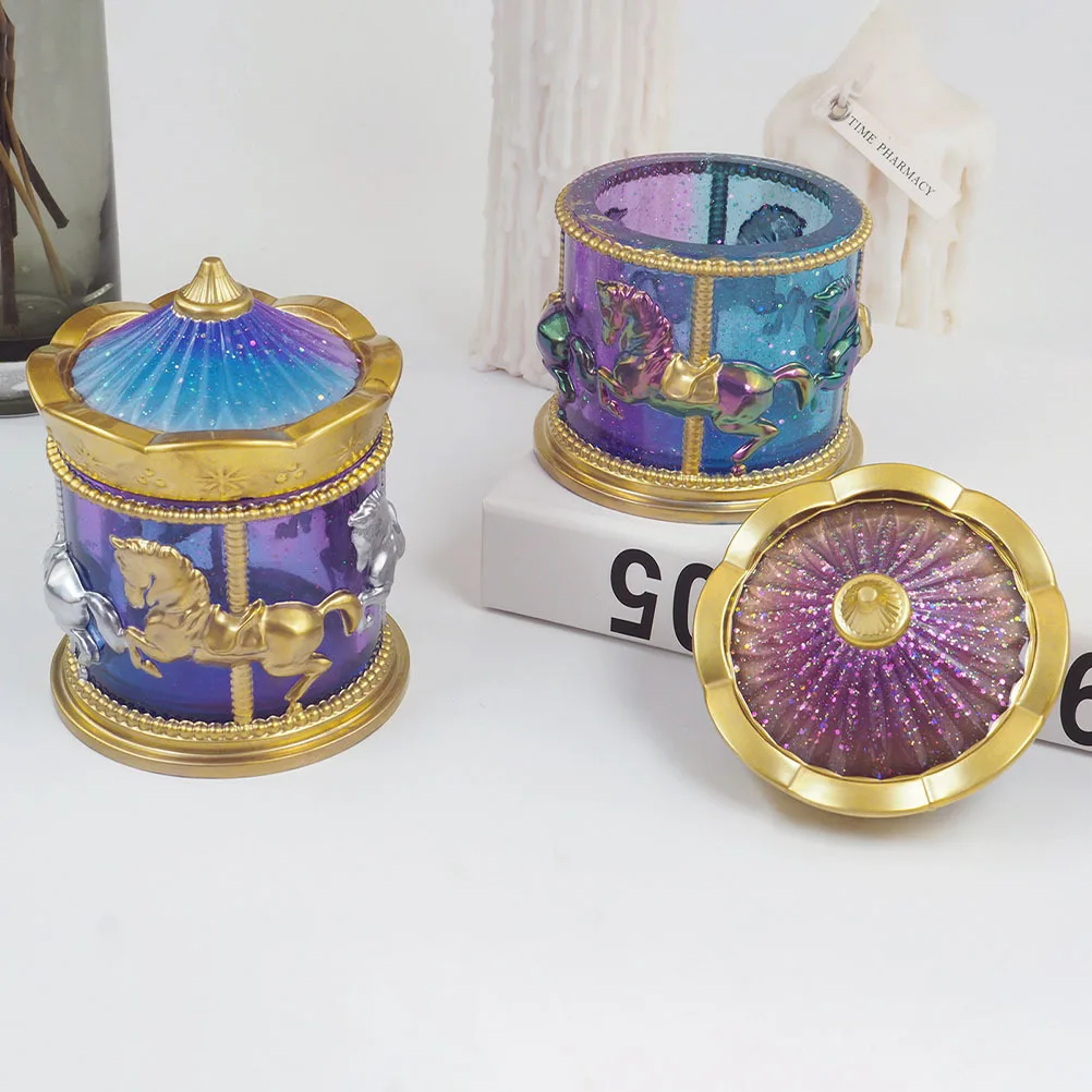 

1Set Carousel Storage Box Mold DIY Silicone Casting Epoxy Molds Flexible Reusable Epoxy Molds DIY Silicone Box Mold