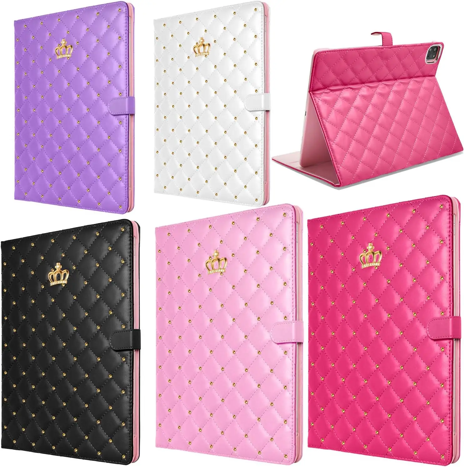 Luksusowe etui Crown Bling Diamond na iPada 10.2 7. 8. 9. 10.9 Air 4 Air 5 PU Leather Cover iPad 9.7 2017 2018 5. 6. Case — zdjęcie produktu 3