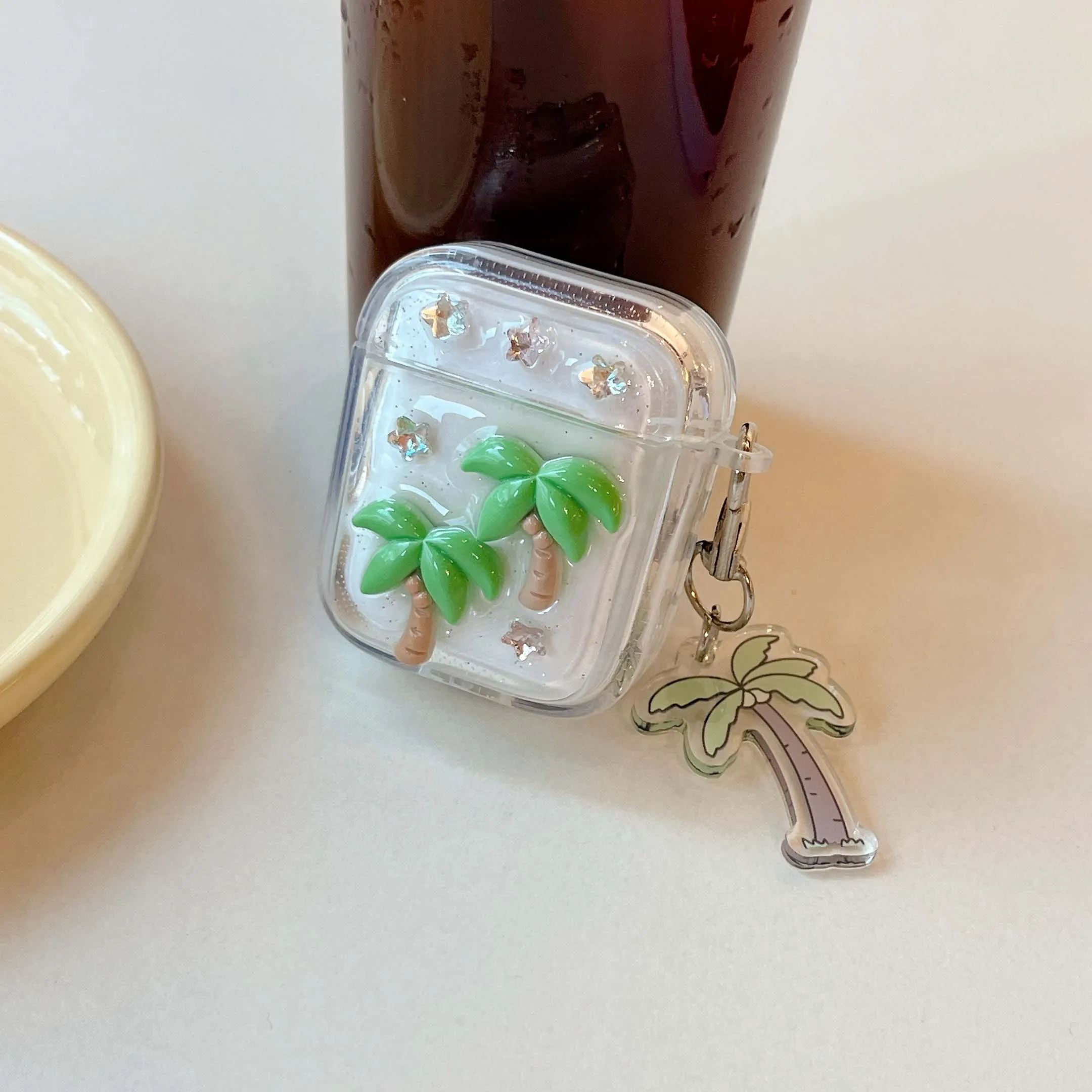 For Apple Airpods 4 3 1 Pro 2nd 2 Earphone Case Coconuts Tree Pendant 3D Pendant Wireless Bluetooth Charging Box