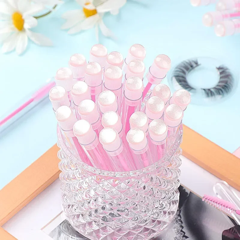 20/5pcs Eyelash Mascara Wands with Tube Sparking Lash Spoolie Brush in Container Disposable Eyebrow Applicator Makeup Brushes