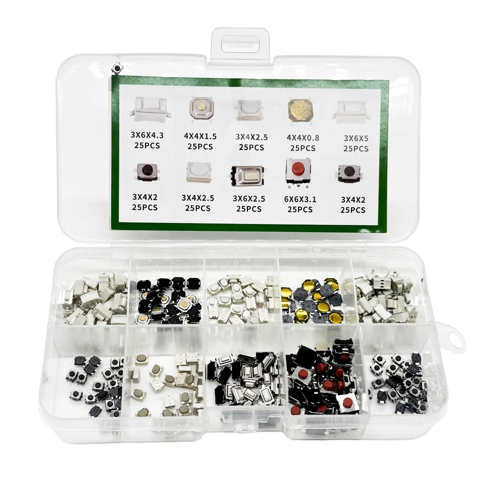 1 Set 250Pcs 10-Types Tactile Push Button Switch Car Remote Control Keys Button Touch Micro switch image 6
