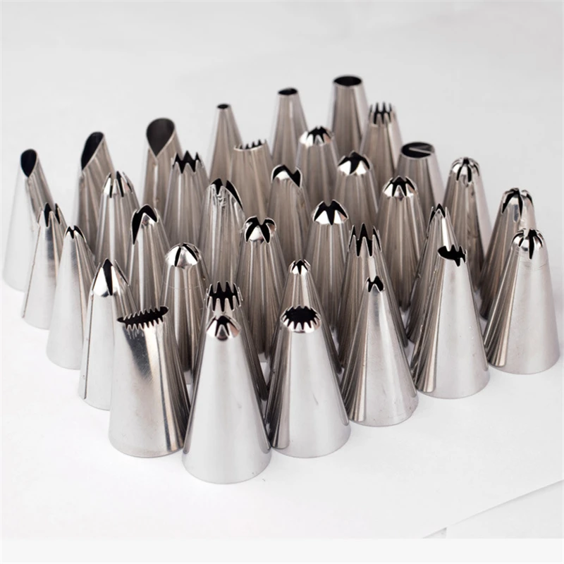 35pcs/Set Stainless Steel Icing Piping Nozzles Reusable Cream Pastry Tips Set Cake Decorating Tools Kitchen Baking Accessories