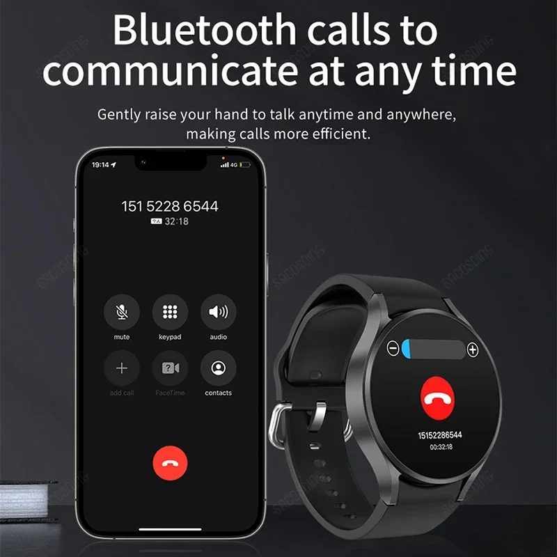 สมาร์ทวอทช์แนวสปอร์ตสำหรับผู้ชาย, นาฬิกาอัจฉริยะโทรผ่านบลูทูธแบบสั่งตัดด้วยเสียงมีอัตราการเต้นหัวใจสำหรับผู้หญิง