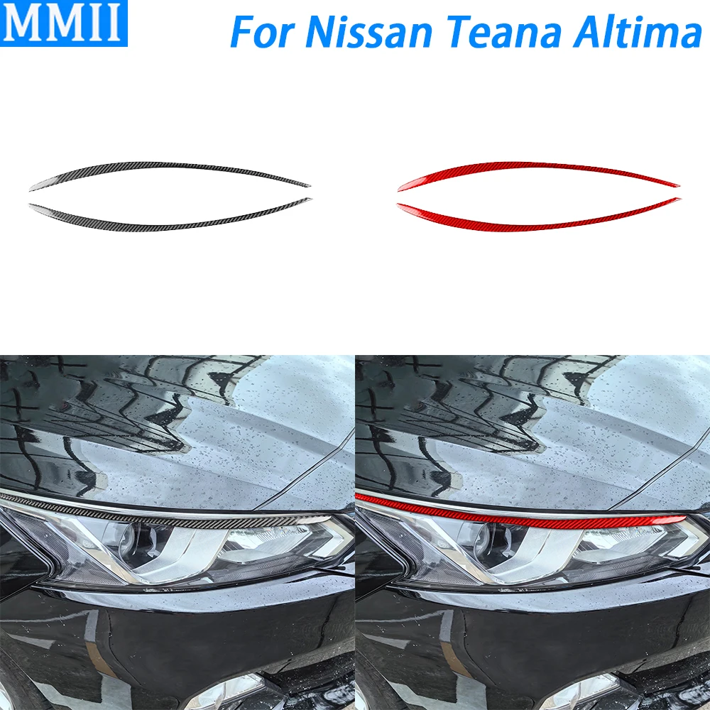 

For Nissan Teana Altima 2019-2024 Carbon Fiber Front Headlight Eyelid Eyebrow Panel Decorative Strips Car Accessories Sticker