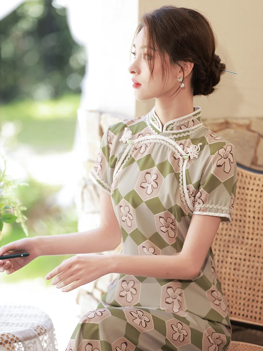 

Young Chinese Style Cheongsam New Women's Improved Spring and Summer Old Shanghai Daily Long Dress