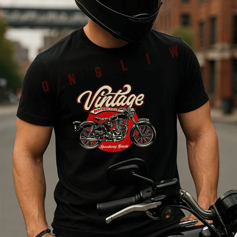 

Retro Racer Vintage Motorcycle T-Shirt Motorrad Fans Moto New Fashion Summer Cotton Men Short Sleeve O-Neck T Shirt