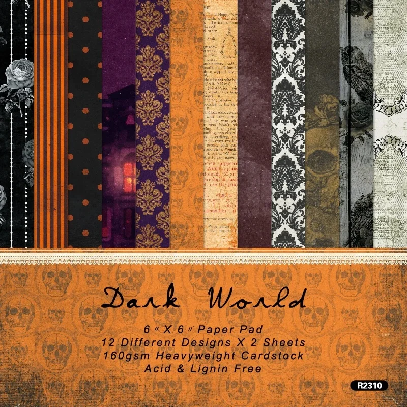 24 sheets 6"X6" Vintage Halloween Scrapbook paper Scrapbooking patterned paper pack DIY craft Background paper