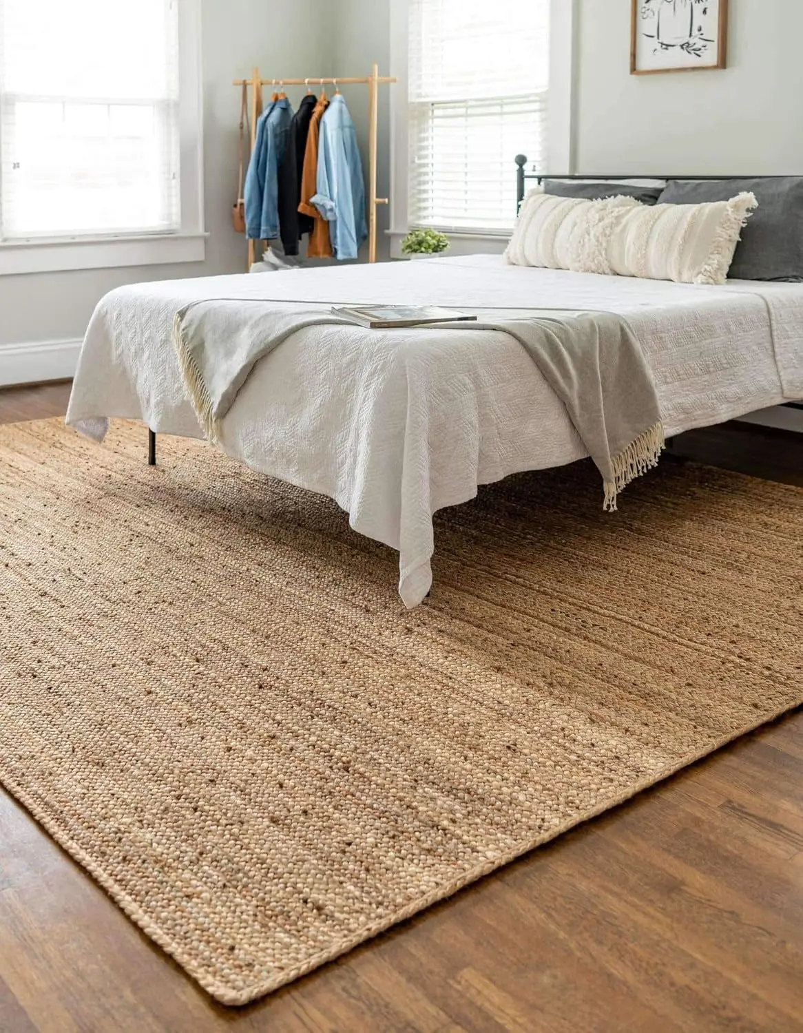 

100% Jute Area Rug 9 x 12 Feet- Rectangle Natural Fibers- Braided Design Hand Woven Natural Carpet - Home Decor for Living Room