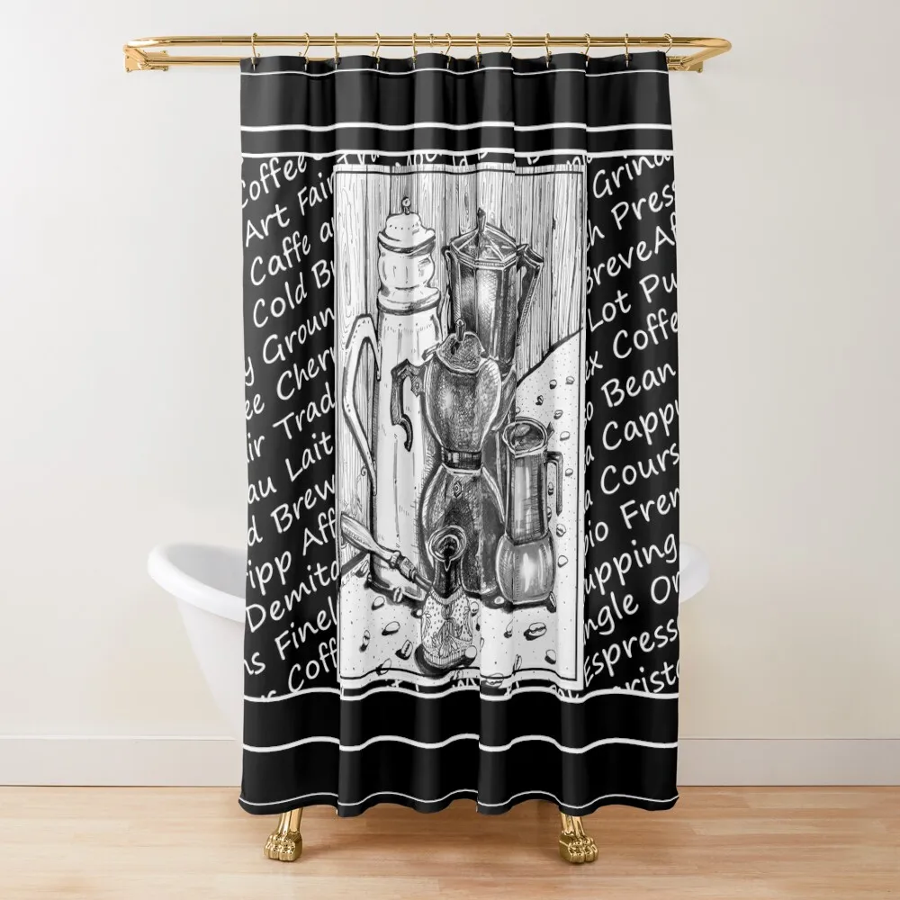 

Moka Mia 1 - Coffee Pots Shower Curtain Funny Shower Bathroom Shower Set Bathtub Curtain