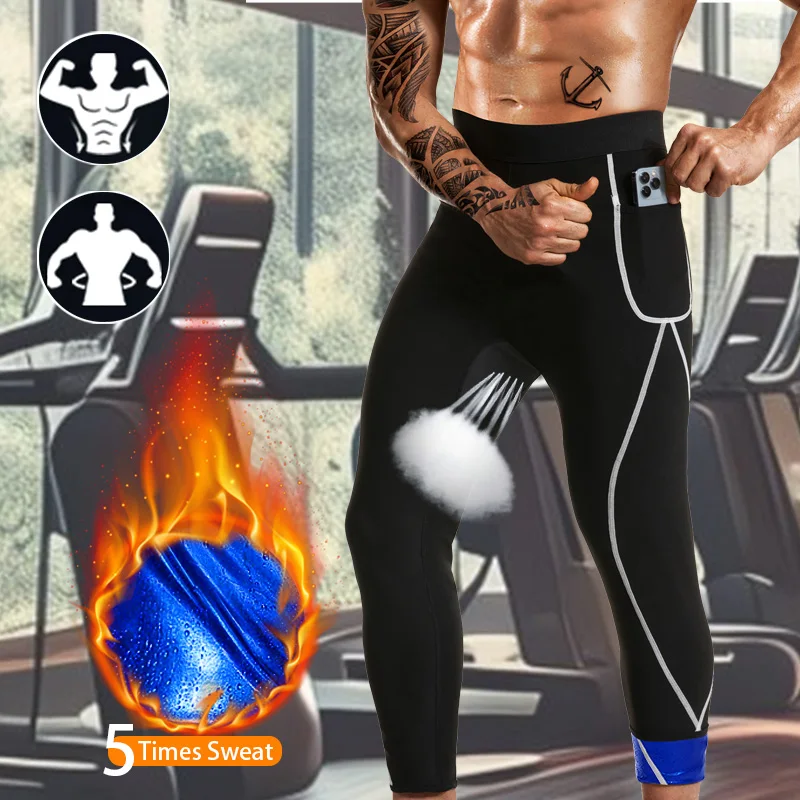 Men's Sauna Sweat Shirt Suit Slimming Vest Workout Waist Weight Loss Trainer Shaper With Underarm Breathable Mesh Sauna Pants