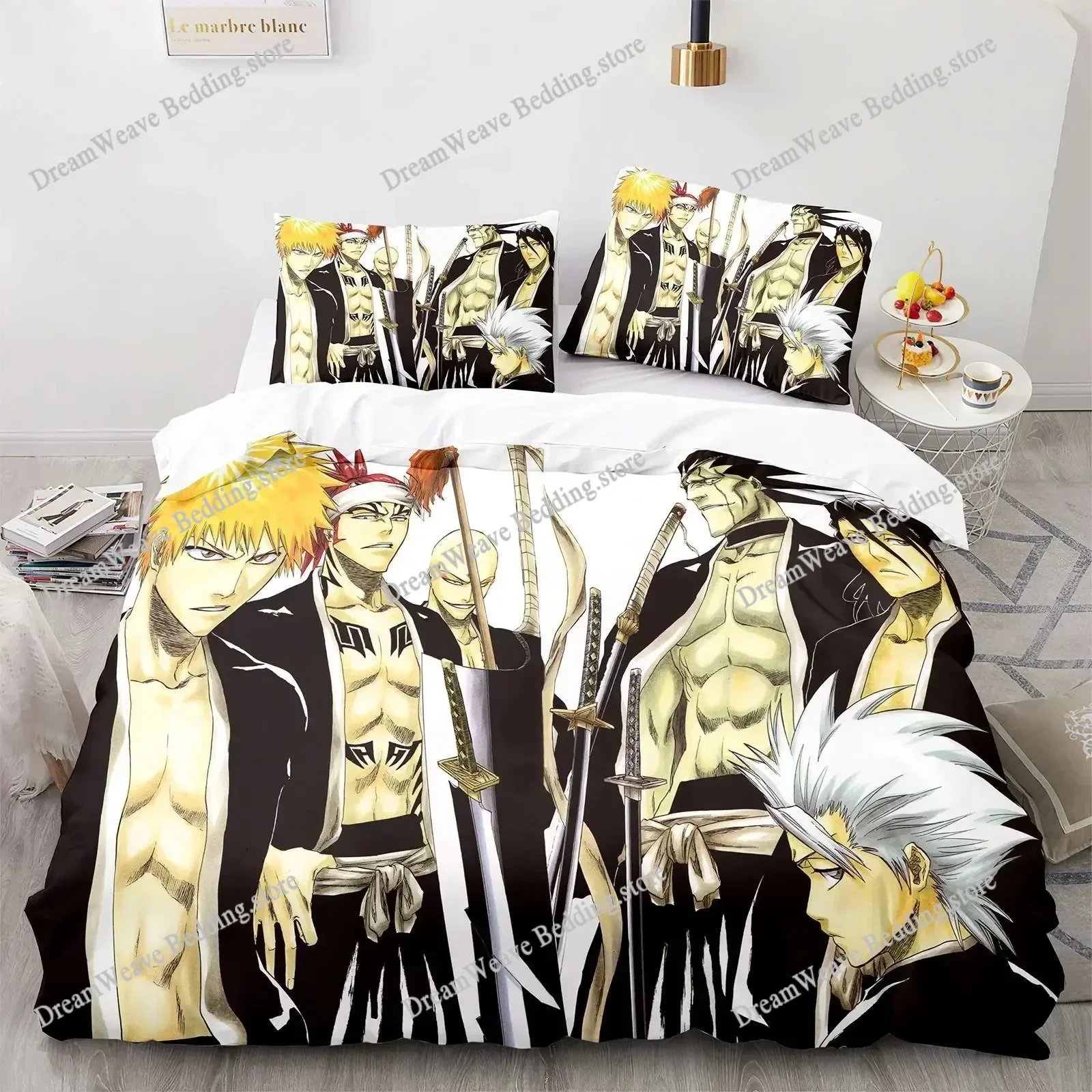 

Japan Anime BLEACH Bedding Set Cartoon Comforter Duvet Cover Sets Bed Linen Twin Queen King Single Size Home Decor Boys Kawaii96