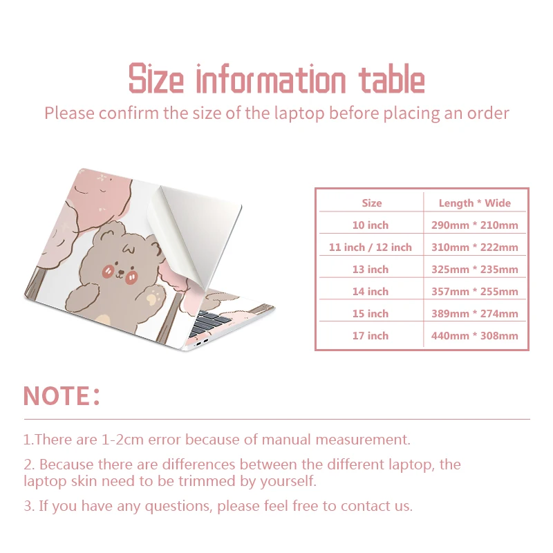 Cute cover Laptop Skins Stickers PVC Skin Waterproof DIY Decorate Decal 13