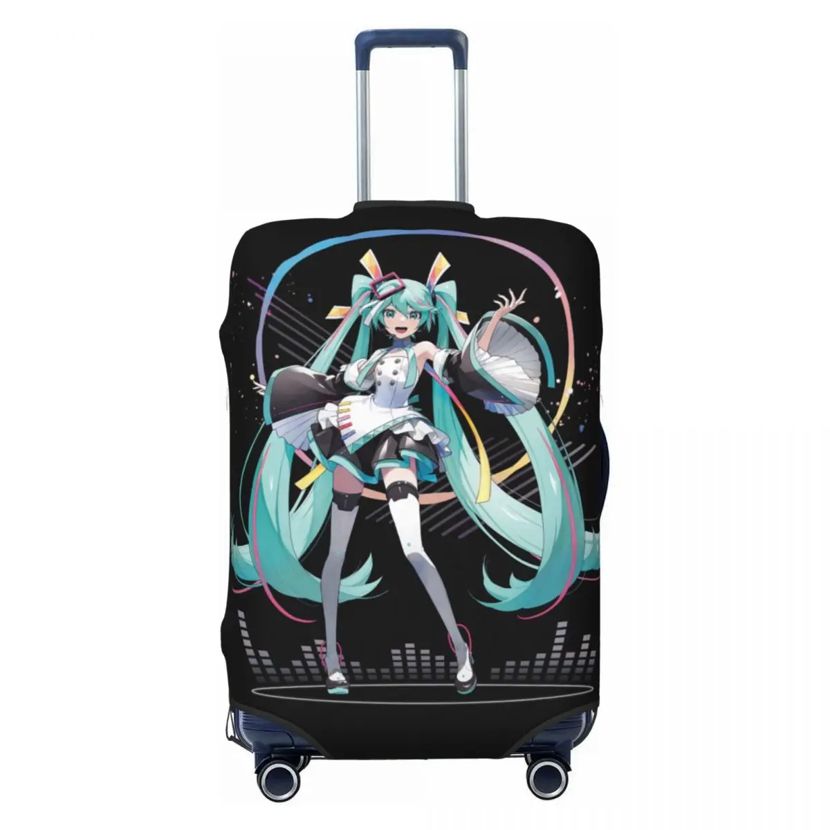 カスタム初音ミク-vocaloid-ロックアニメ荷物カバー弾性旅行スーツケース保護カバー-18-32-インチに適しています