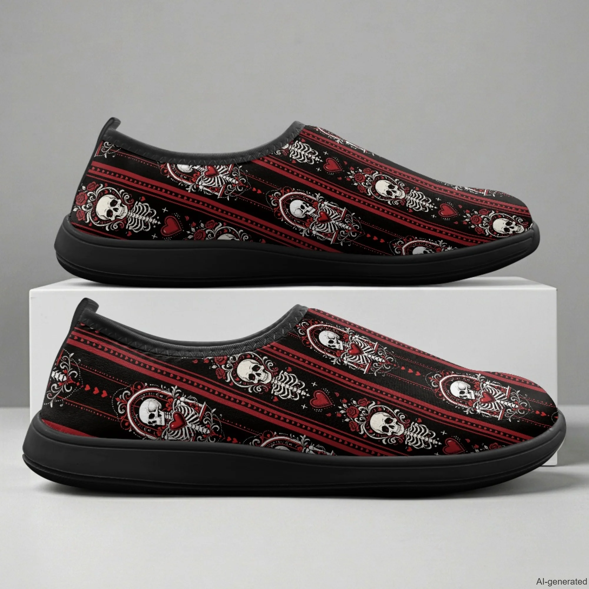 XIXIRIMIDO Slip-on Wide-toed Shoes Men's Breathable Mesh Shoes Women Sneakers Man Shoes Tenis Feminino Halloween Skull 36-46