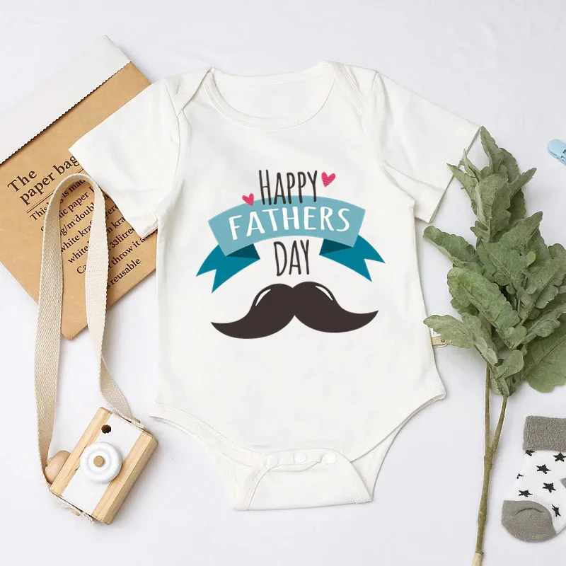 2022 Happy Father's Day Bodysuit Funny Letters Baby Shirt Father's Day Gift Summer Short Sleeve Jumpsuit Cotton Romper