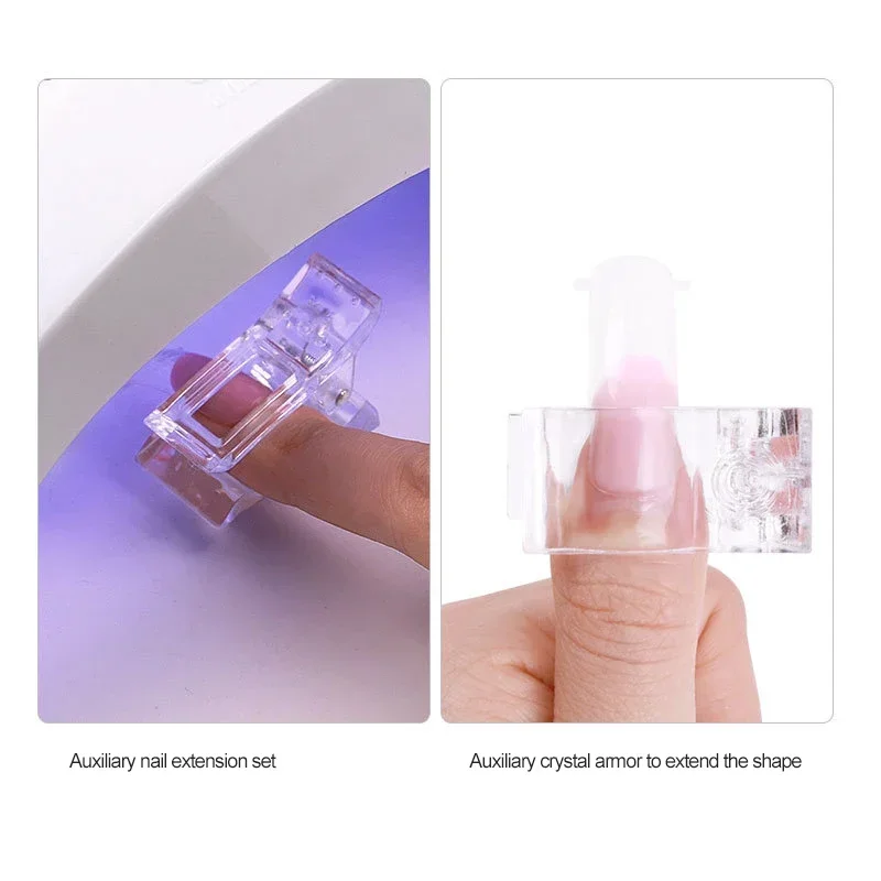 Transparent Nail Art Clips Gel Polish Fixed Extension Fingernail Building Tips Plastic Clamps Manicure Tools Nail Clip