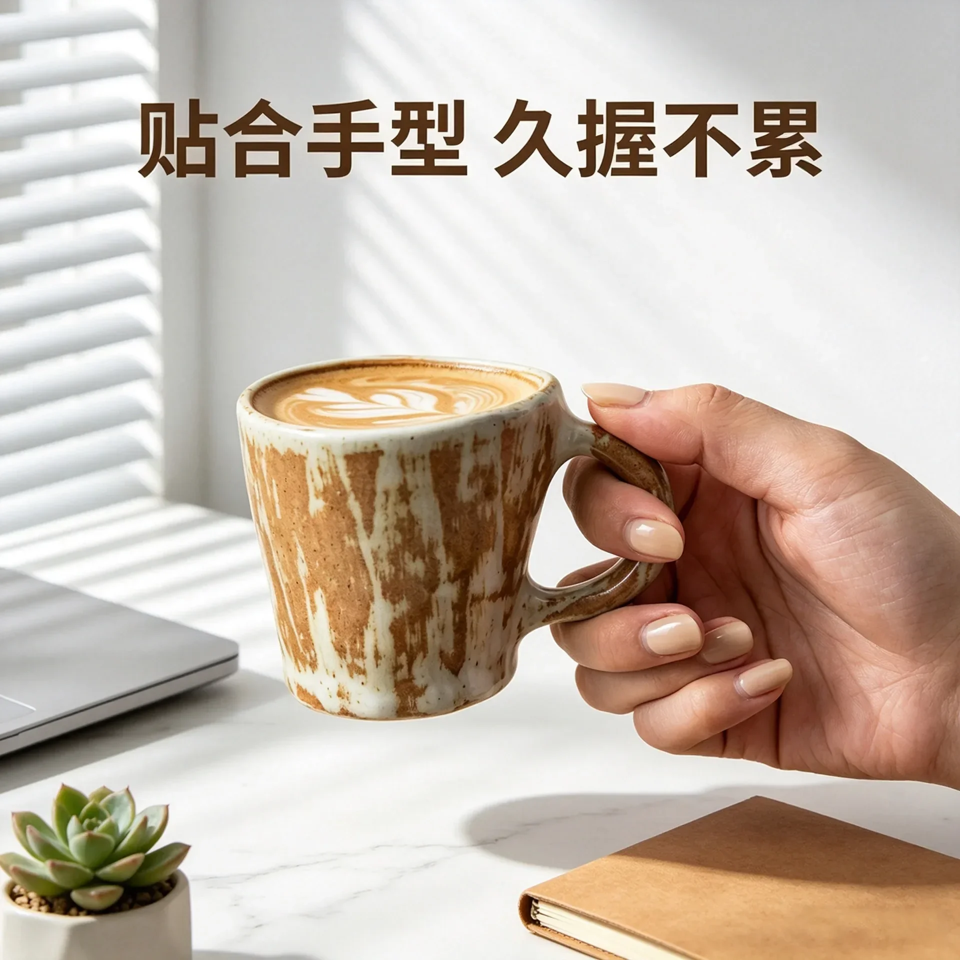 DSA coffee cup set high-end exquisite retro coarse pottery creative sense ceramic latte latte flower cup