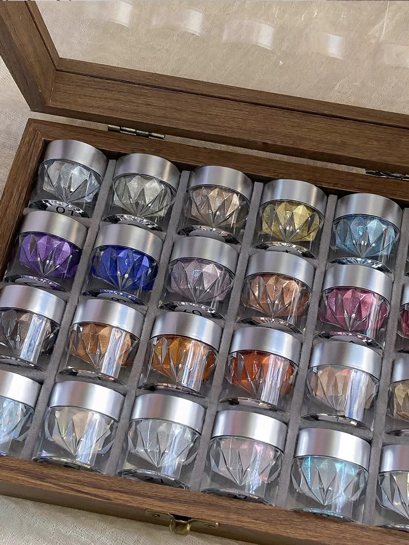 مجموعة مرآة فنية للأظافر عالية اللمعان باللون الوردي على شكل ضوء القمر 1/24 لونًا مع بطاقات ملونة وصندوق تخزين. DIY مسمار الفن، فن الأظافر الفني Charmi #3