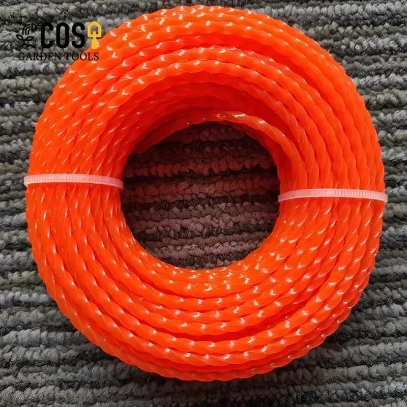 COSY 2.4mm/2.7mm/3mm/3.3mm/4mm Grass Trimmer Line Nylon Strimmer Line Spiral Brush Cutter Rope Wear-resistant Sharp Garden tools