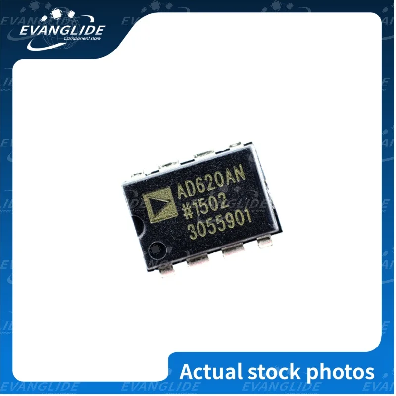 2 PSC/LOT AD620ANZ  Orginal & New   Instrument Amplifier, 1 Amplifier, 50 V, 1.2 V/s, 1 MHz,2.3V to18V, DI