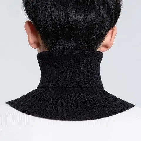 Men Women Fake Collar Scarf Knitted Turtleneck Elastic False Collar Scarf Warm Winter Windproof Ruffles Detachable Wrap Scarf