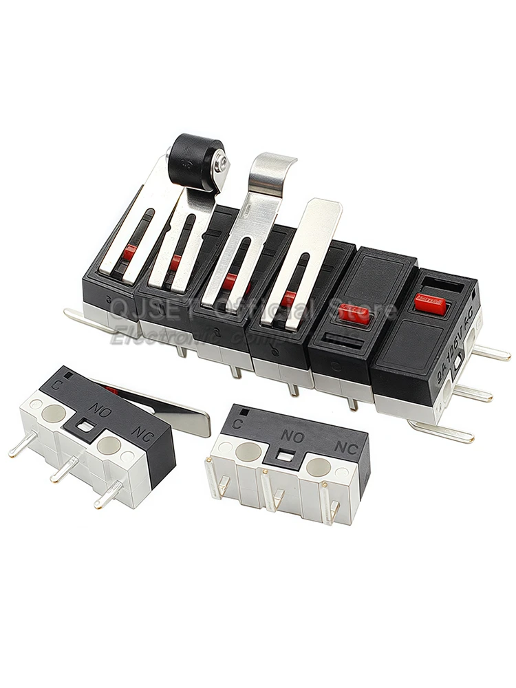 10 szt. Mikro Wyłącznik Krańcowy Chwilowy Przycisk 1A 2A 125V AC Przełącznik Myszki 3 Piny Długi Uchwyt Rolkowy Dźwignia SPDT 12X6X6mm — 2