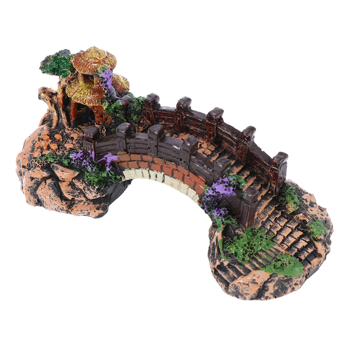 

Aquarium Ornaments Resin Bridge Pavilion Tree Rockery Arch Bridge Fish Tank Landscape Ornaments (Middle)