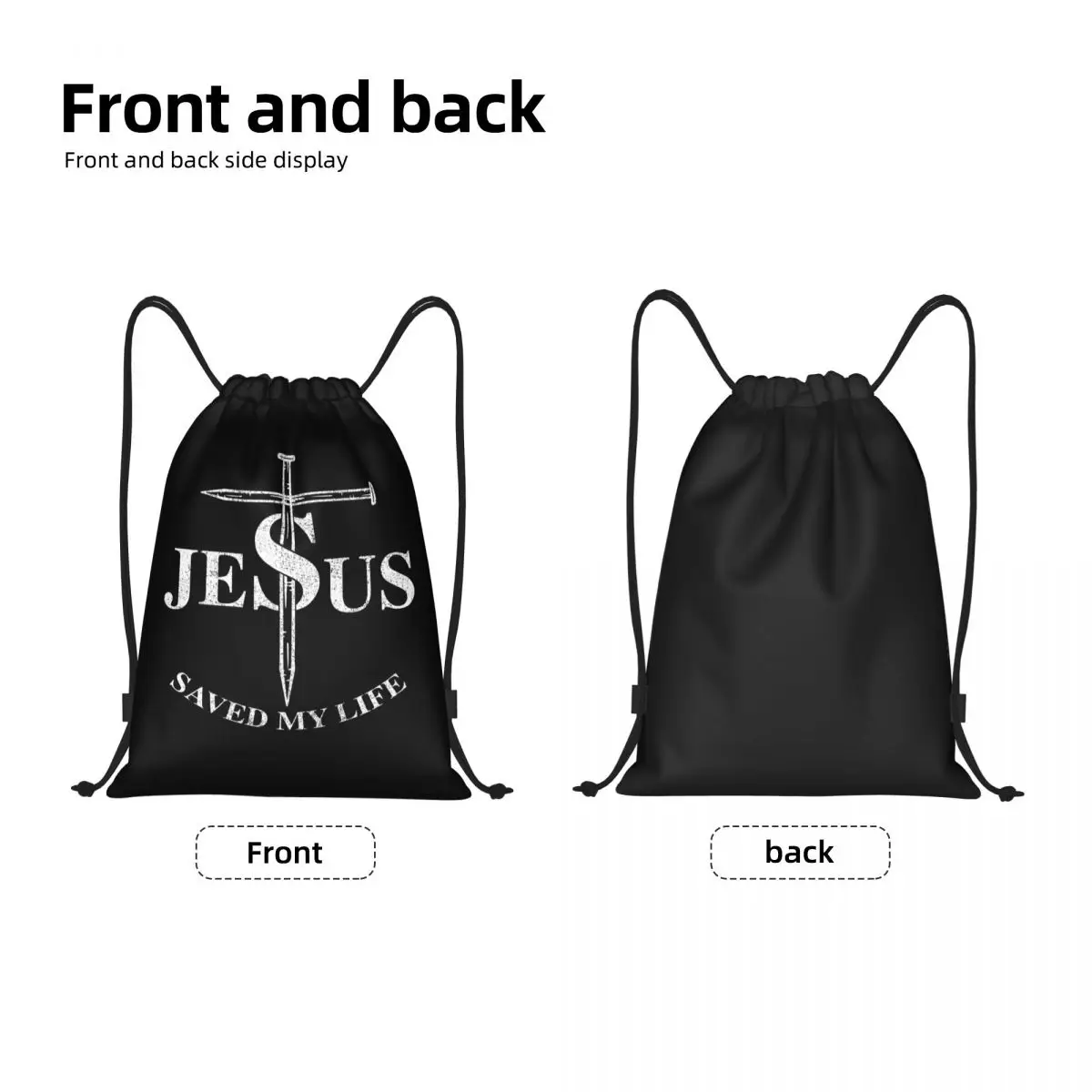 Custom Religious Jesus Saved My Life Drawstring Bag for Training Yoga Backpacks Women Men Sports Gym Sackpack