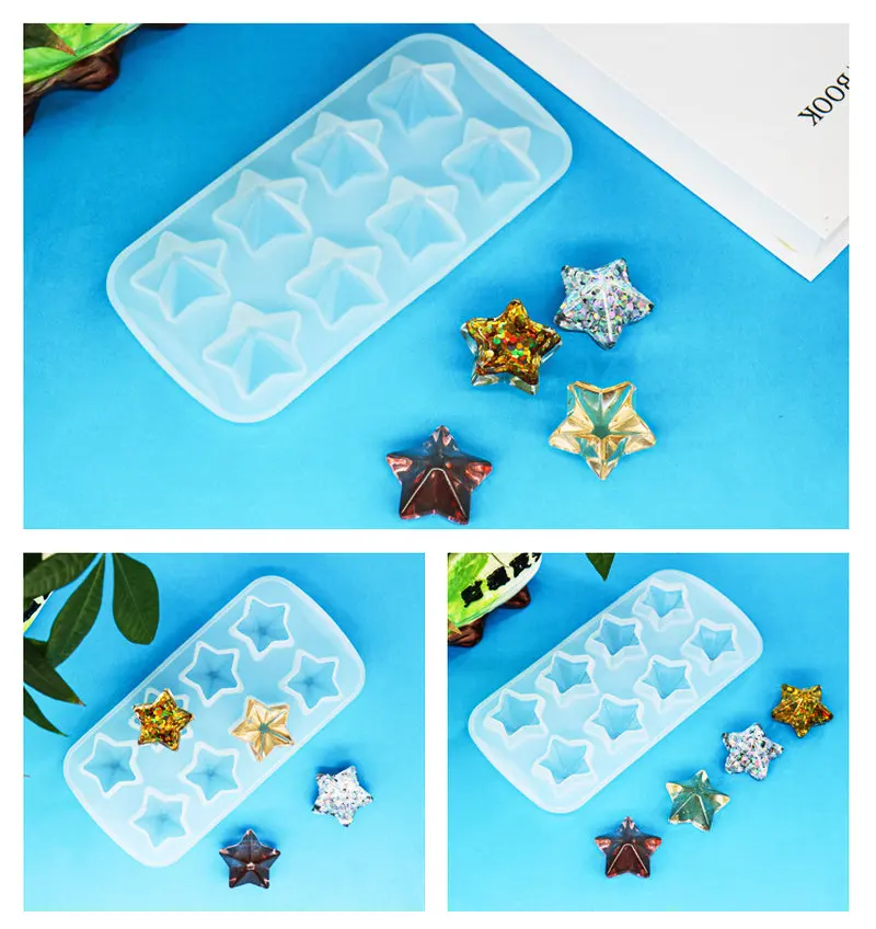 8pcs/lot Star Resin Mold DIY Crystal Epoxy Silicone Mold Casting Homemade Five-pointed Star UV Resin Jewelry 3D Stars Craft Mold