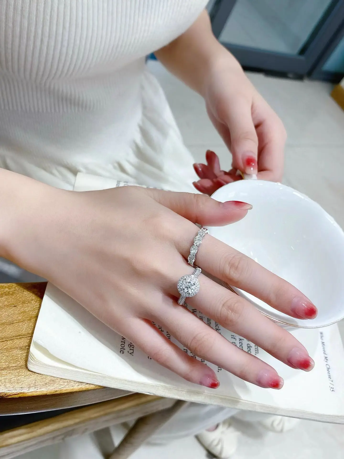 Anello eternity con diamante marchesa in oro massiccio 18 carati con diamanti coltivati in laboratorio da 0,75 ct, regalo di San Valentino, gioielleria raffinata, fidanzamento Ri