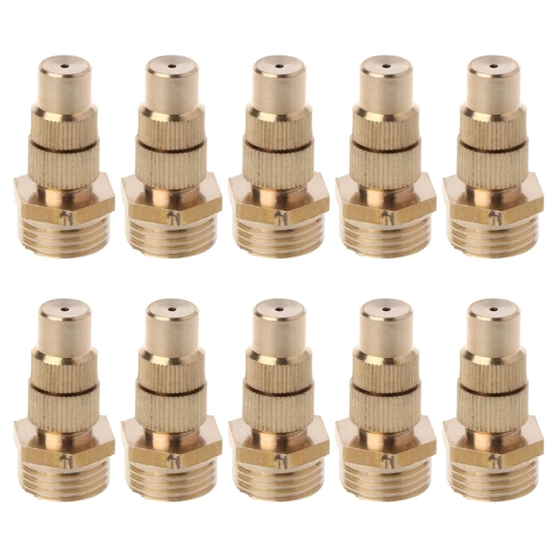 

10pcs Garden Irrigation Brass Adjustable Misting Nozzles High Atomization Misting Nozzles for Irrigation Tool New