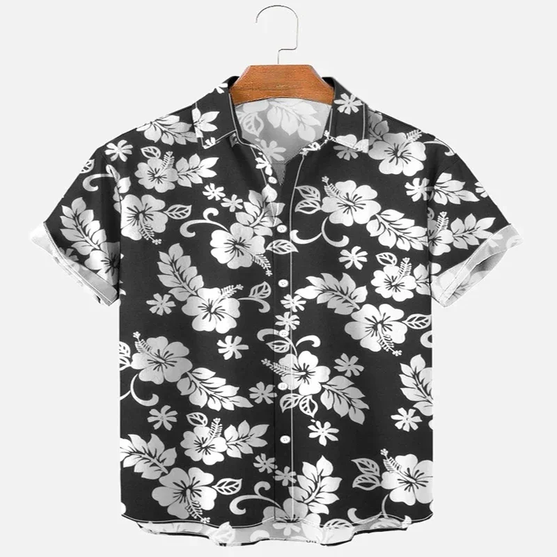 Flower Leaf Element shirt met korte mouwen 3D all-over bedrukt Hawaiiaans shirt voor heren en dames Casual shirt Unisex