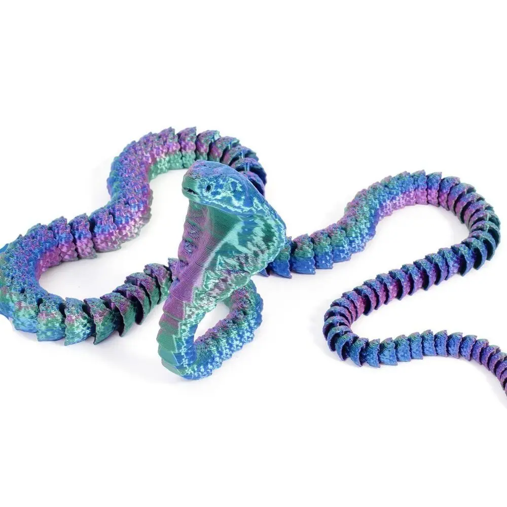 Flexible 3D Printed Snake Viper Realistic Simulated Snake Ornament Multicolor Creativity Animal Simulation Model