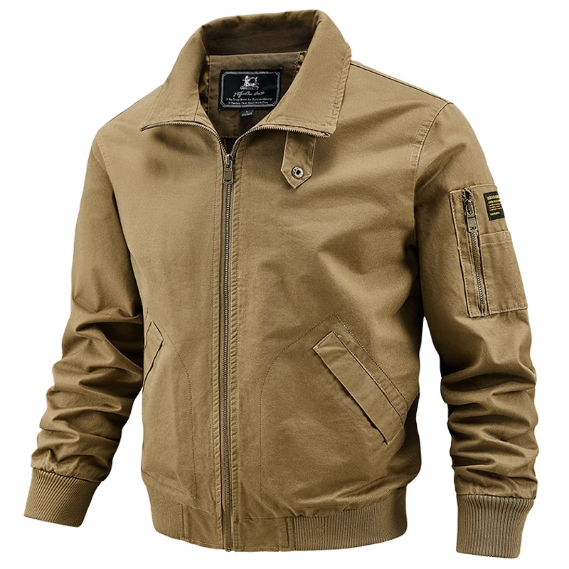 Men\'s Autumn Winter 100% Cotton Jackets Military Golf Bomber Jacket Casual Field Cargo Coats Windbreakers Jackets Men Clothing