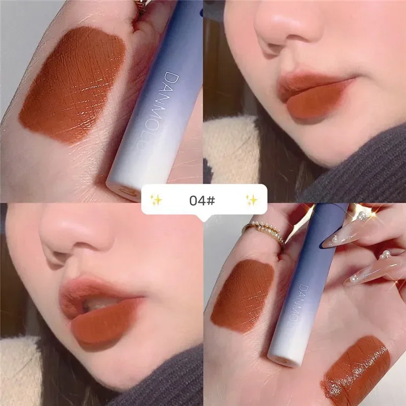 Set di rossetti opachi da 5 colori, labbra rosse antiaderenti impermeabili a lunga durata, tinta per labbra, smalto per trucco cosmetico per le donne