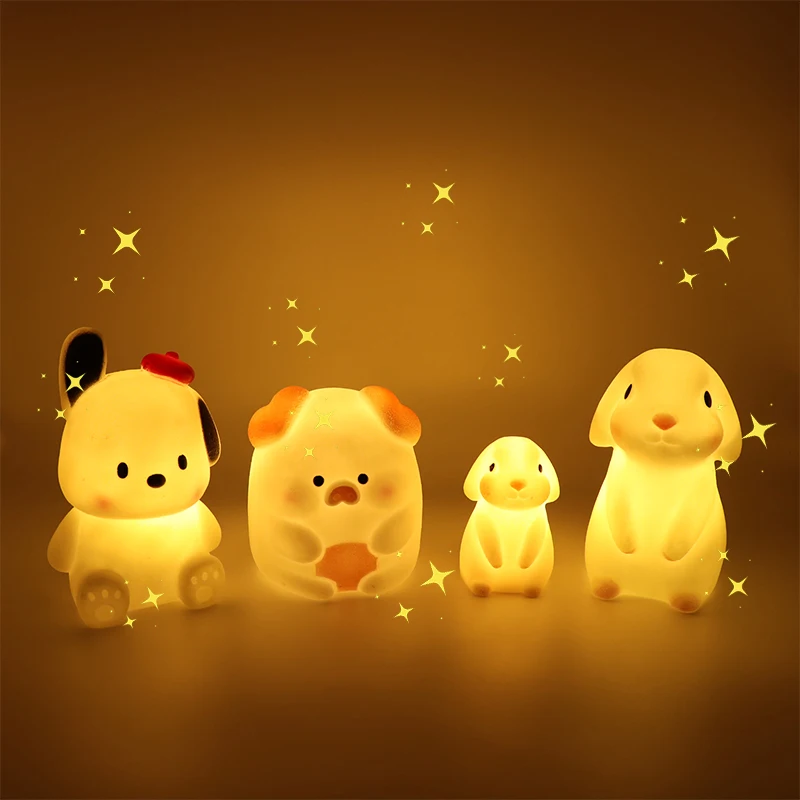 

Silica gel Night Light bedroom decor Lights Button battery powered Moonlight Cartoon Animal Lamps Children Gift decorative lamp