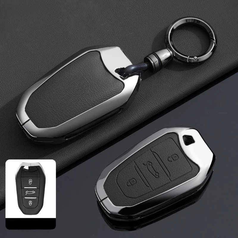 Premium Zinc Alloy Key Cover Case for Peugeot 408/408X/508L/4008/5008/2008 - Protective Key Fob Shell Keychain